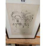 AFTER JAMES MACNEILL WHISTLER, FIGURES IN A LARGE ART GALLERY, LITHOGRAPH, 19 x 26cm.