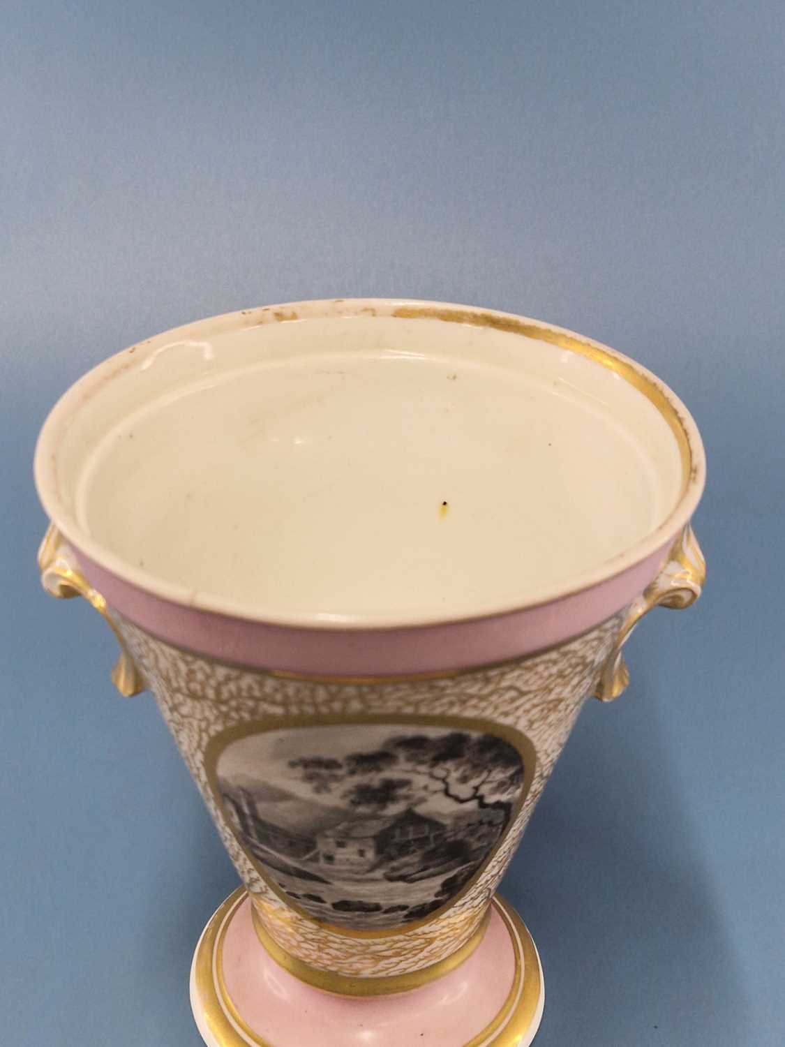 A Derby two handled pot-pourri vase possibly painted by George Robertson with two grisaille views - Image 3 of 4