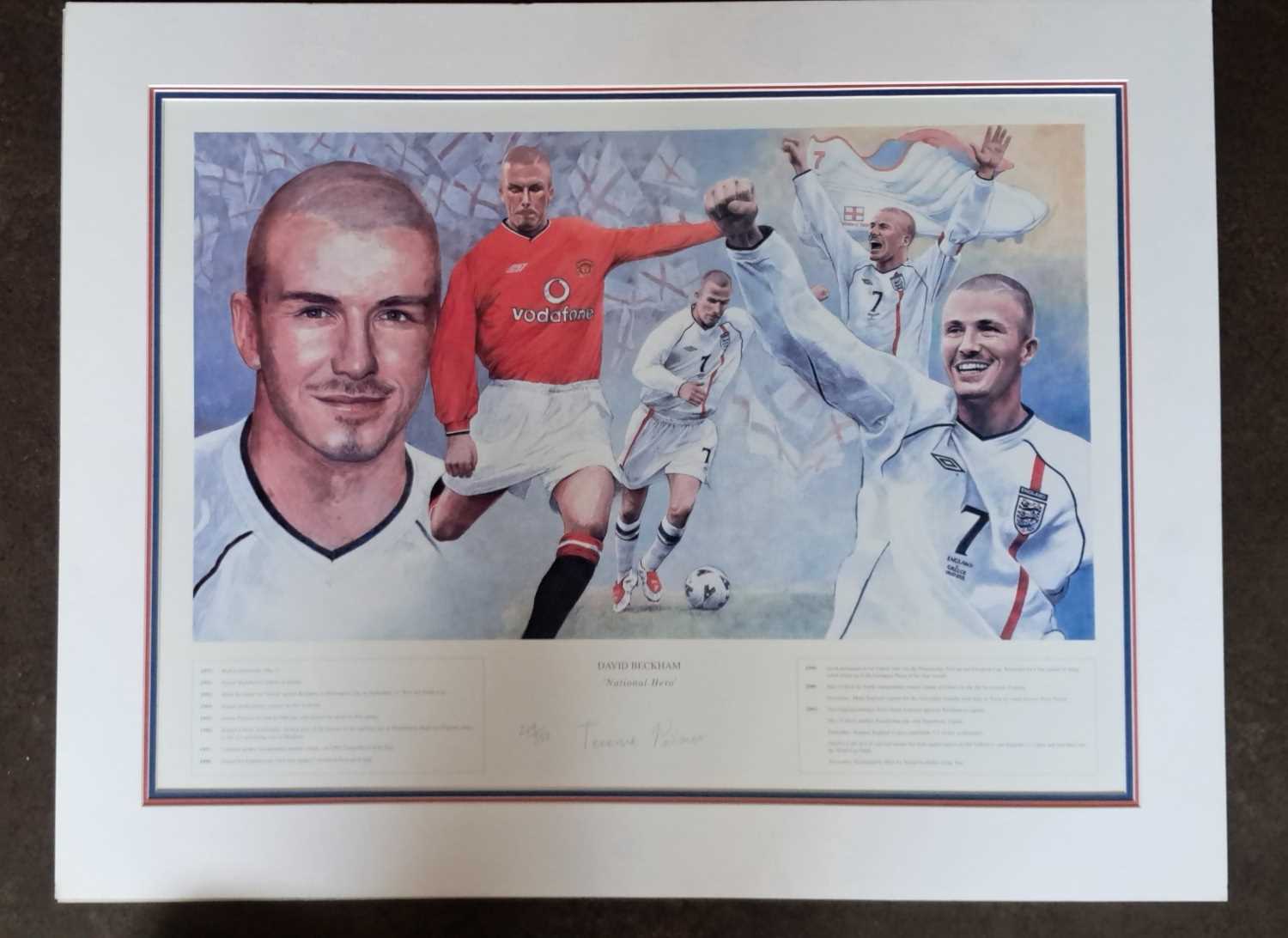 TERENCE PALMER - DAVID BECKHAM- NATIONAL HERO, LIMITED EDITION 224/850. 600 x 770 mm.