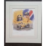 SIMON TAYLOR - DAMON HILL JORDAN 198, LIMITED EDITION 189/300. 485 x 420 mm.