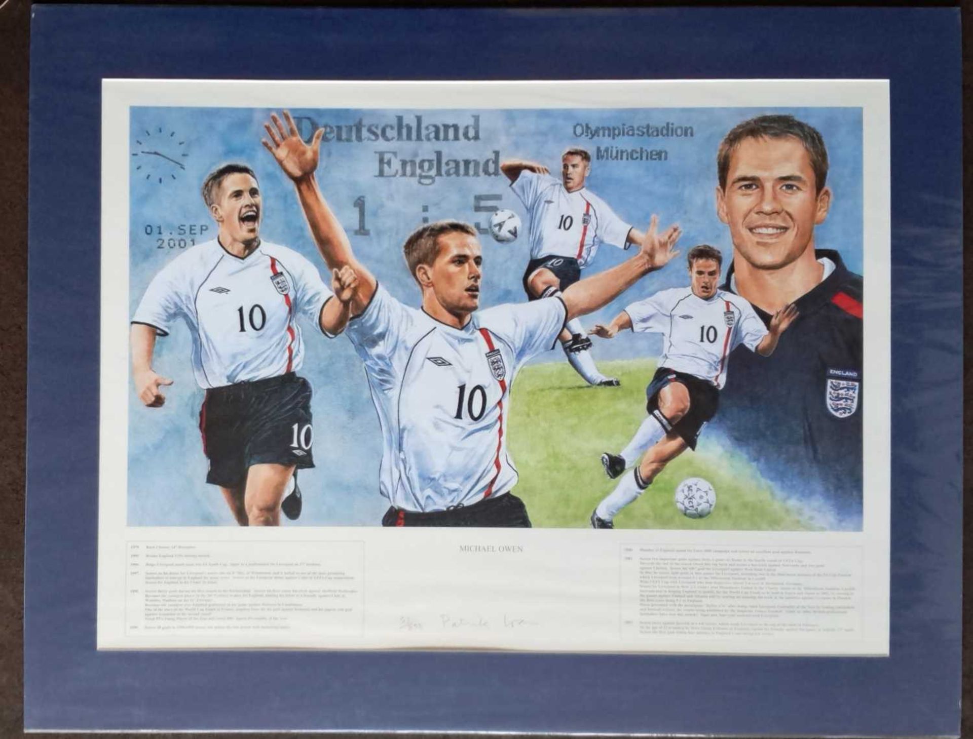 PATRICK LOAN - MICHAEL OWEN, LIMITED EDITION 53/850. 590 x 760 mm.