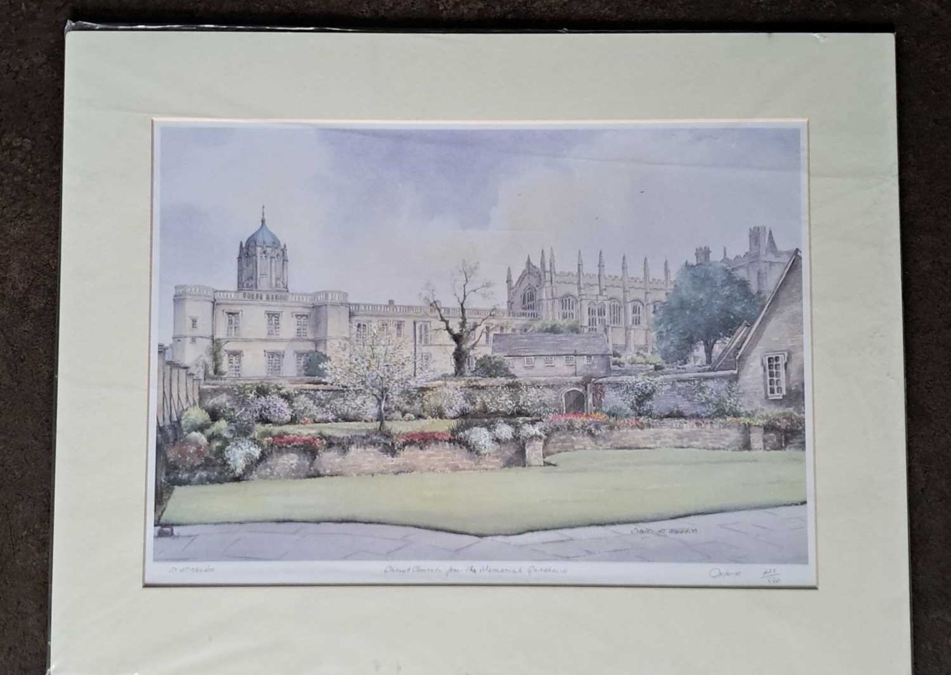 DAVID R MEEKS - CHRIST CHURCH FROM THE MEMORIAL GARDENS, LIMITED EDITION 425/850. 430 x 560 mm.