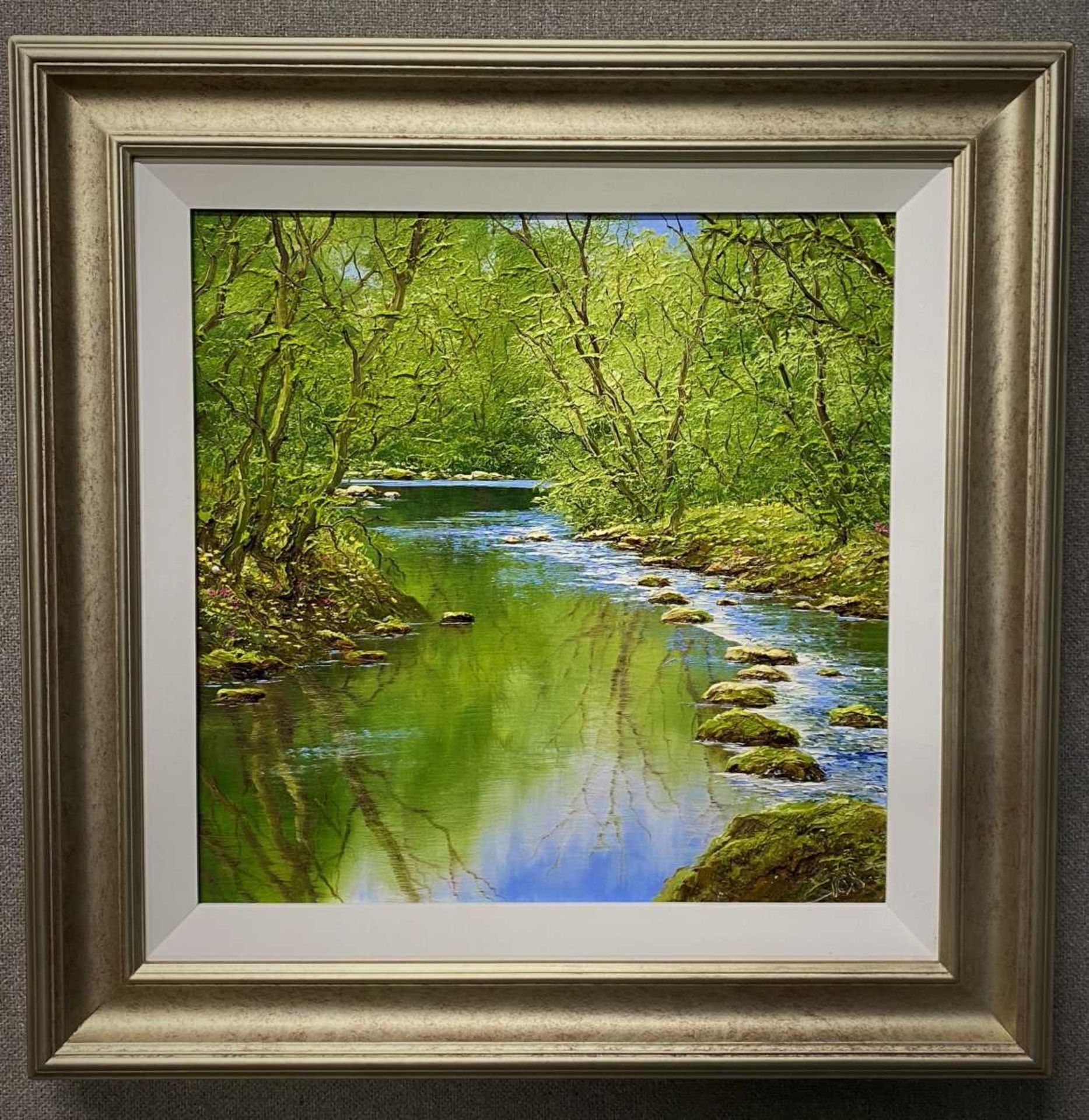 TERRY EVANS - STEPPING STONES, CANVAS, ORIGINAL. 710 x 710 mm