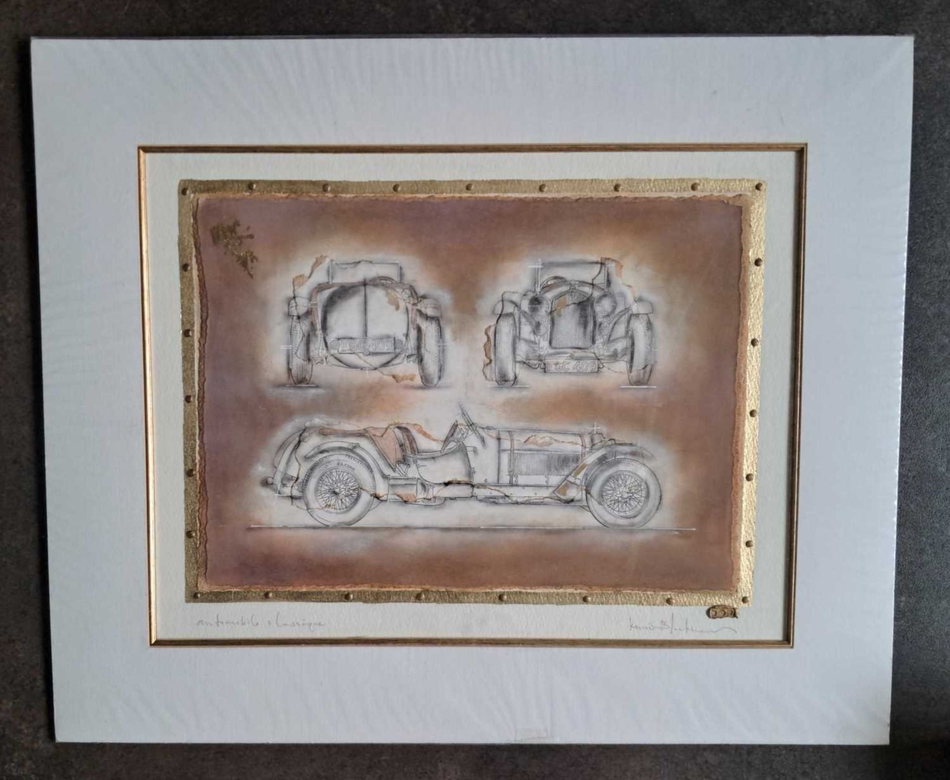 KEVIN BLACKHAM - AUTOMOBILE CLASSIQUE - MIXED MEDIA. 560 x 680 mm.