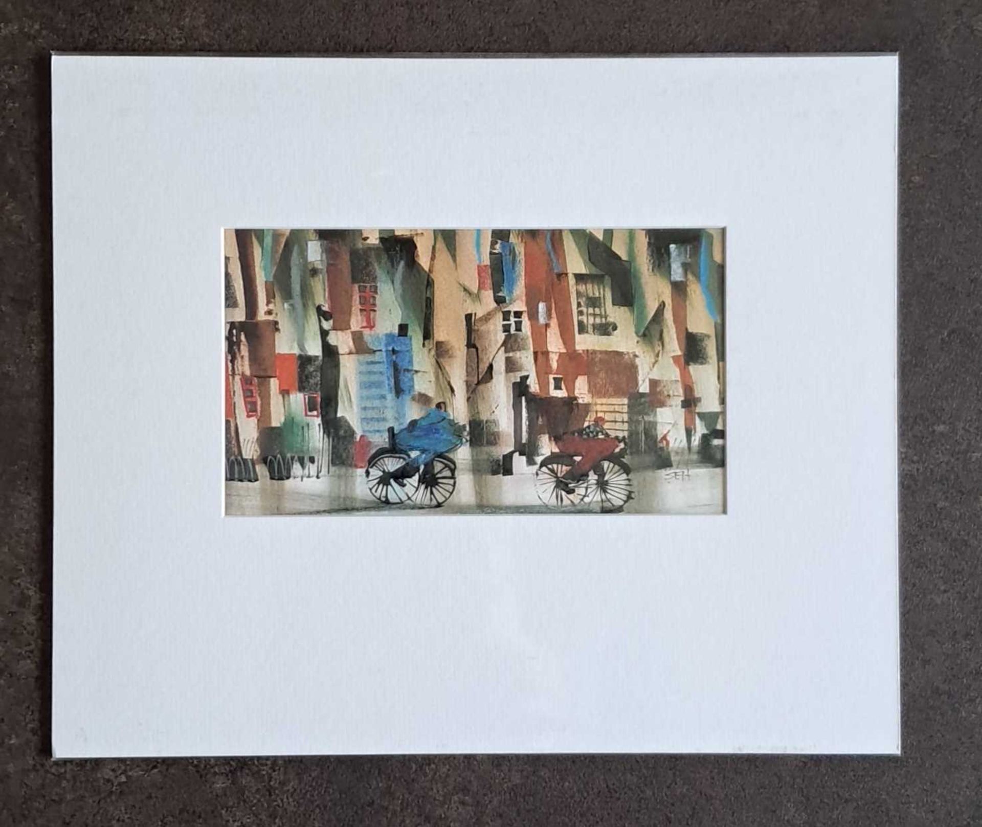 SUE HOWELLS - CALENDAR PRINT - BIKE RIDE. 330 x 400 mm.