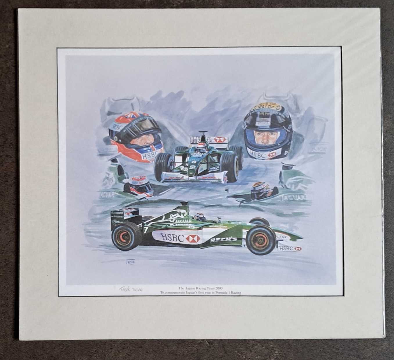 SIMON TAYLOR - THE JAGUAR RACING TEAM 2000, LIMITED EDITION 74/300. 470 x 510 mm.