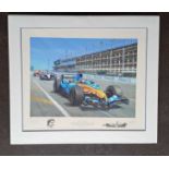 TONY SMITH - THE CHAMPIONS! FERNANDO ALONSO SIGNED PRINT 64/250. 650 x 755 mm.