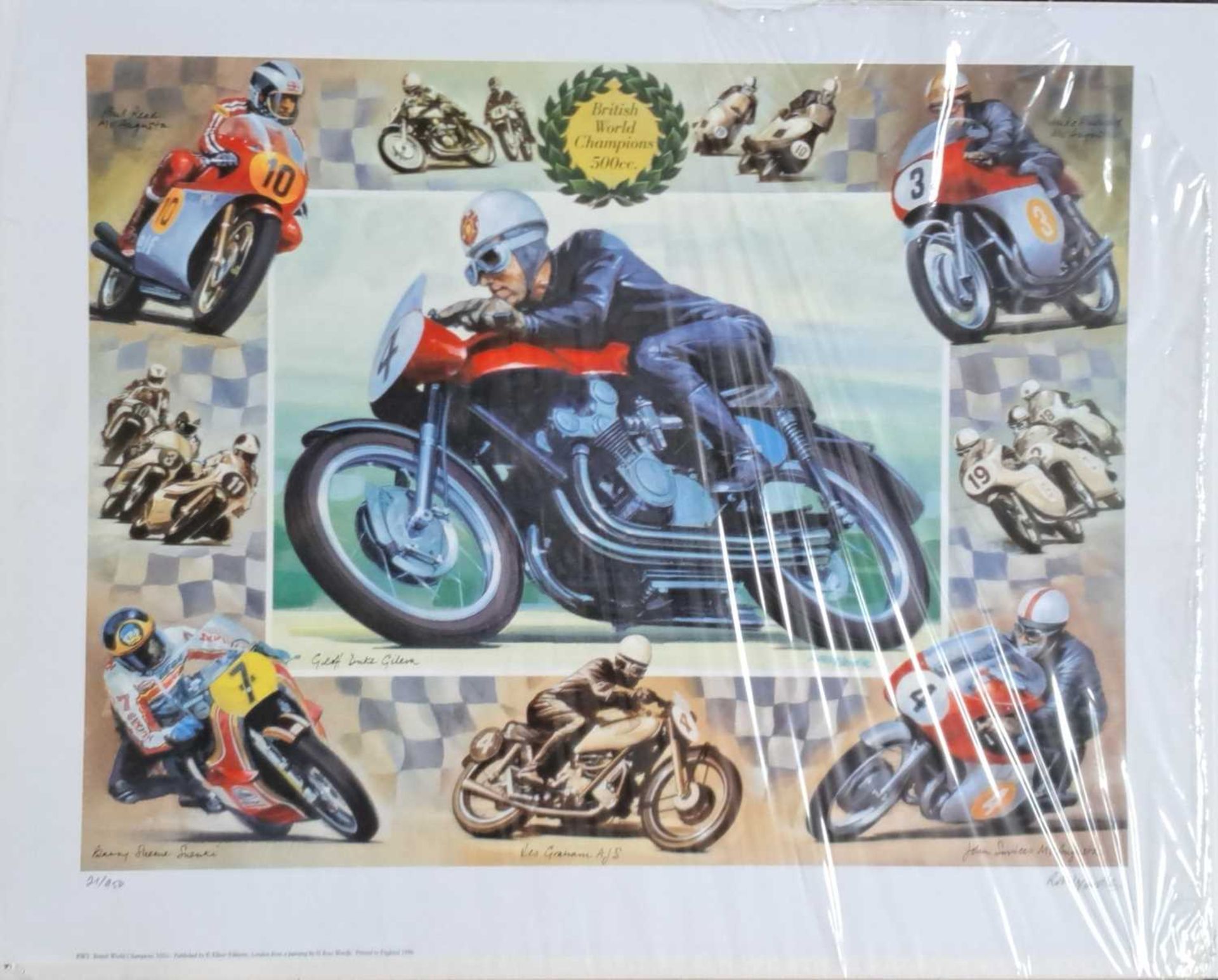 ROSS WARDLE - BRITISH WORLD CHAMPIONSHIPS 500cc (unmounted) 21/950. 430 x 550 mm.