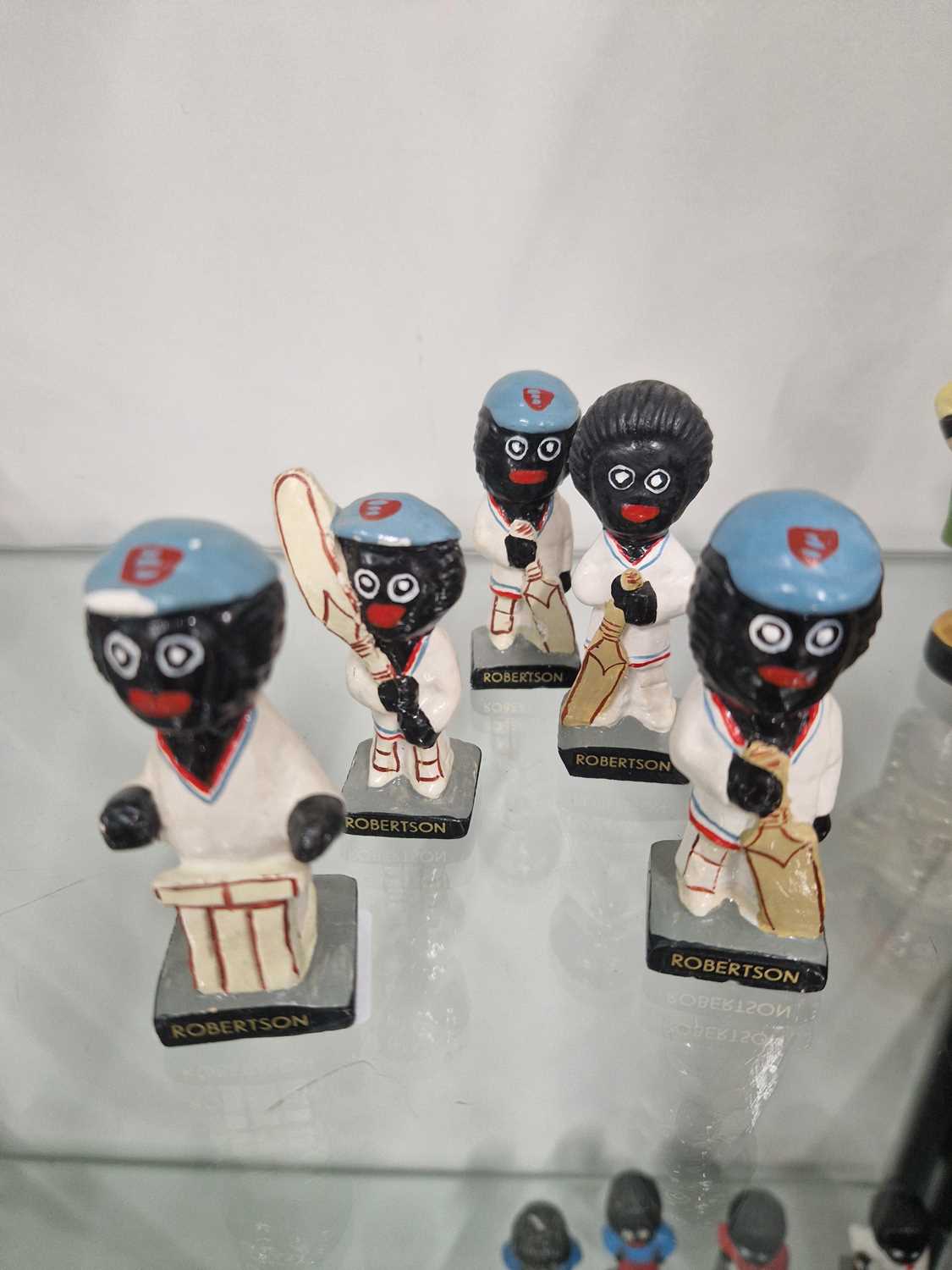 Gollies. Five Robertsons cricketer figures.