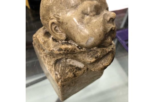 William Reid Dick, a plaster head of a baby dated 1925. H 14cms together with a bronzed pottery - Image 3 of 7