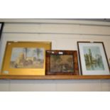 Framed watercolour of a Middle Eastern scene, signed bottom right by K Young together with two
