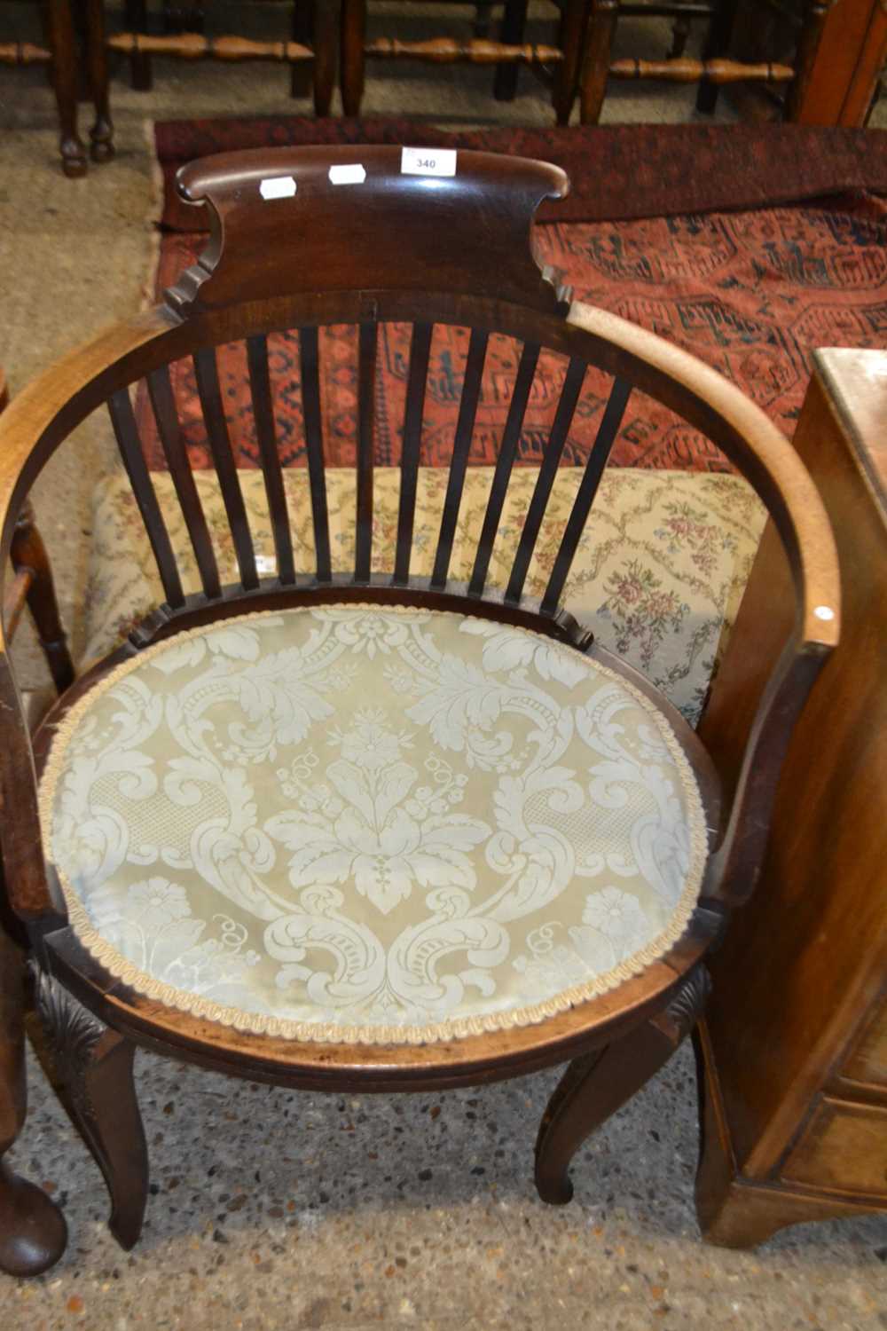 Tub chair with wooden slat back