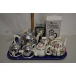 Tray containing a quantity of tea wares including Aynsley pattern teapot and milk jug etc