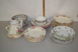 Quantity of dinner wares, plates, teapot with floral design etc