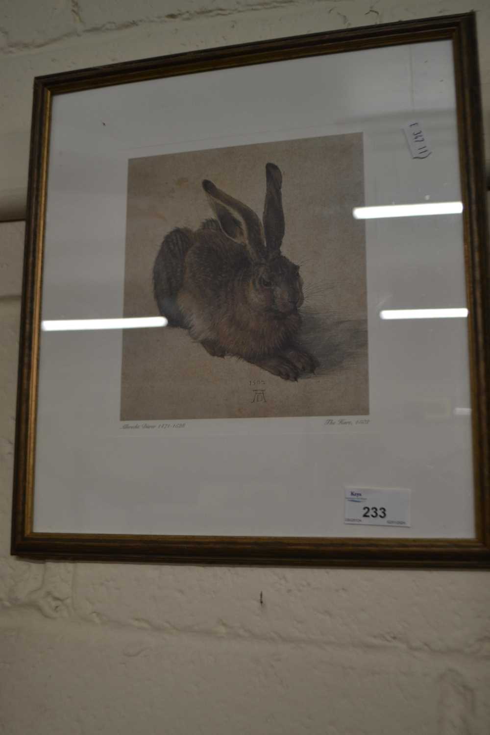 A dura print of The Hare in wooden frame