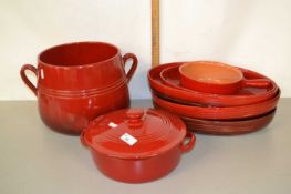 Quantity of red glazed pottery cook ware made by Vulcania, Italy
