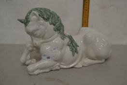 An Italian pottery model of a unicorn
