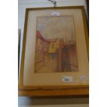 Watercolour signed bottom right by Steward, street scene, dated 1930