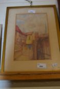Watercolour signed bottom right by Steward, street scene, dated 1930