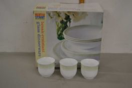 Boxed set of glass dinner ware