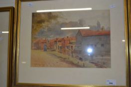 A framed watercolour of a Broads scene signed lower left W Leslie Rackham and dated 1908