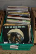 Plastic box containing a quantity of popular music LP's including Rolling Stones etc
