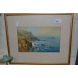 Watercolour of a beach scene signed lower left by W Mitchell