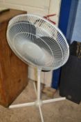 Electric fan on tripod base