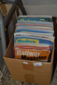 Box containing a quantity of Modern Railways magazines