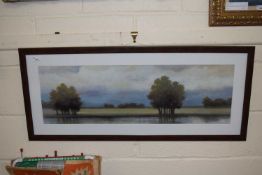 Misty landscape, reproduction print, framed