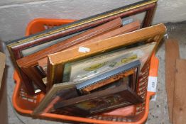 Quantity of assorted small picture frames, prints, needlework picture etc