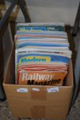 Box containing a quantity of Modern Railways magazines