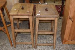 Pair of elm topped kitchen stools