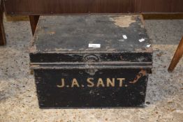Small metal Deed box marked J A Sant