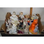 Quantity of assorted Staffordshire style figurines and a Royal Doulton model of a lady, HN3222