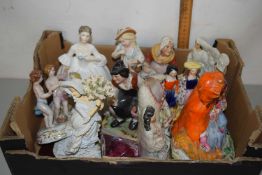 Quantity of assorted Staffordshire style figurines and a Royal Doulton model of a lady, HN3222