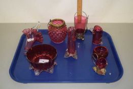 Quantity of assorted cranberry glass