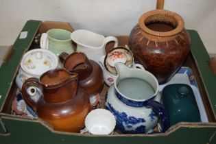 Mixed Lot: Blue and white jug, stone ware jugs, teapot, various ceramics etc