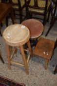 A Victorian piano stool, a further kitchen stool and one other (3)