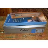 A pair of lady's Gabor boots, size 6.5, together with an over door garment steamer pad