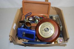 Mixed Lot: Wall mounted barometer, Walkman and a quantity of Race Day badges