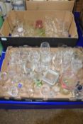 Quantity of assorted glass ware, two boxes