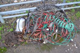 Mixed Lot: Cables, chain, tow rope etc