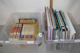 Two boxes of books to include cased set of Enid Blyton Mystery Stories, other Enid Blyton's, Beatrix
