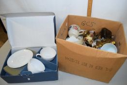A pair of Villeroy & Bosch cups and saucers, cased together with various tea wares and a pair of