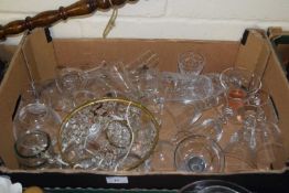 Quantity of assorted glass ware and a small cut glass chandelier