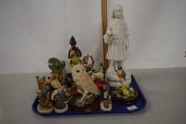 Assorted figurines to include a model of a Kingfisher, an Owl and others