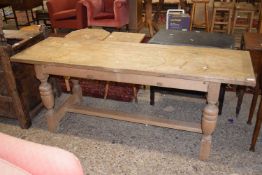 20th Century narrow oak refectory style dining or side table, 183cm long