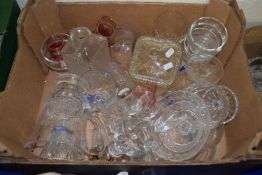 Quantity of assorted glass ware to include decanters, drinking glasses, dessert bowls etc