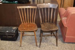 Victorian elm seated kitchen chair and one other (2)